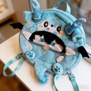 Fantasy Dragon Plush Ita Bag Backpack or Crossbody – Anime Style Cosplay Shoulder Bag, Kawaii Ita Bag Gift for Fans