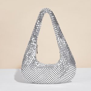 Elegant Metallic Gold Evening Chain Bag - Women's Clutch Purse for Parties