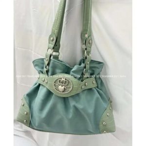 Floral Canvas Shoulder Bag – Y2K Gothic Underarm Purse