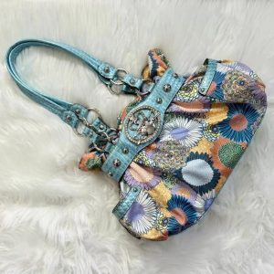 Floral Canvas Shoulder Bag – Y2K Gothic Underarm Purse