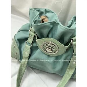 Floral Canvas Shoulder Bag – Y2K Gothic Underarm Purse