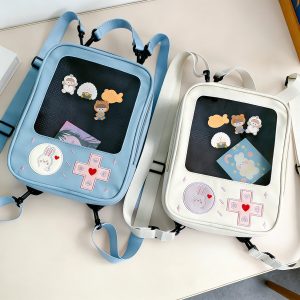 Game Console Ita Crossbody Bag with Clear Window – Kawaii Purse for Pins, Plushies and Keychains | Gift for Gamers & Collectors