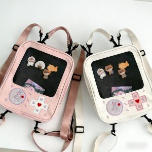 Game Console Ita Crossbody Bag with Clear Window – Kawaii Purse for Pins, Plushies and Keychains | Gift for Gamers & Collectors