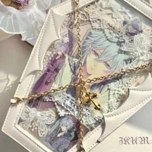 Gothic Coffin Ita Bag – Dark Lolita Halloween PU Leather Crossbody Shoulder Handbag with Wings & Chains