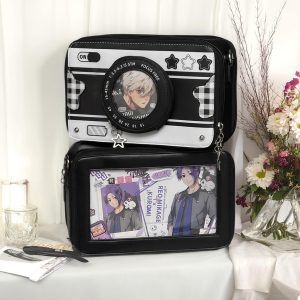 Handmade Cute Camera Ita Shoulder Bag, Anime Messenger Bag, Large Capacity Transparent Window Bag, Unique Pin Display Bag,Cosplay Gift