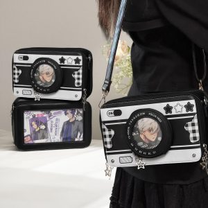 Handmade Cute Camera Ita Shoulder Bag, Anime Messenger Bag, Large Capacity Transparent Window Bag, Unique Pin Display Bag,Cosplay Gift