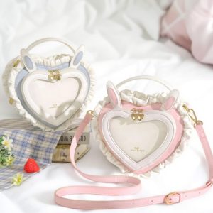 Handmade Cute Ita Shoulder Bag, Anime Messenger Bag, Large Capacity Transparent Window Bag, Unique Pin Display Bag, Kawaii Cosplay Gift