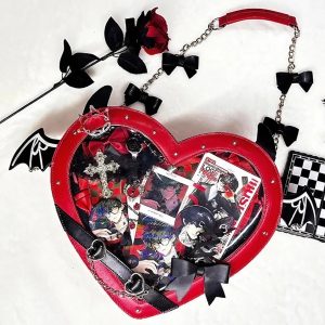 Handmade Cute Ita Shoulder Bag, Anime Messenger Bag, Large Capacity Transparent Window Bag, Unique Pin Display Bag, Kawaii Cosplay Gift