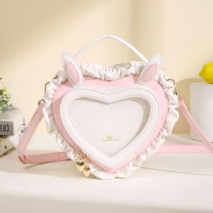 Handmade Cute Ita Shoulder Bag, Anime Messenger Bag, Large Capacity Transparent Window Bag, Unique Pin Display Bag, Kawaii Cosplay Gift