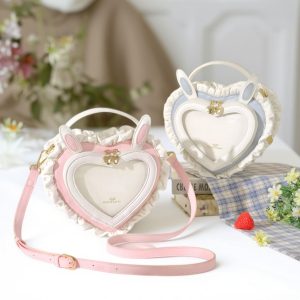 Handmade Cute Ita Shoulder Bag, Anime Messenger Bag, Large Capacity Transparent Window Bag, Unique Pin Display Bag, Kawaii Cosplay Gift