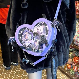 Handmade Cute Ita Shoulder Bag, Anime Messenger Bag, Large Capacity Transparent Window Bag, Unique Pin Display Bag, Kawaii Cosplay Gift