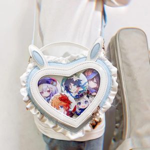 Handmade Cute Ita Shoulder Bag, Anime Messenger Bag, Large Capacity Transparent Window Bag, Unique Pin Display Bag, Kawaii Cosplay Gift