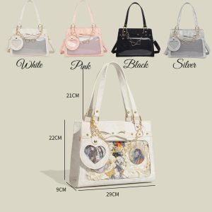 Handmade Cute Ita Shoulder Bag, Anime Messenger Bag, Large Capacity Transparent Window Bag, Unique Pin Display Bag, Kawaii Cosplay Gift
