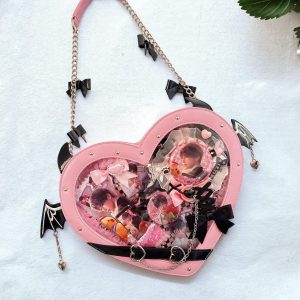 Handmade Cute Ita Shoulder Bag, Anime Messenger Bag, Large Capacity Transparent Window Bag, Unique Pin Display Bag, Kawaii Cosplay Gift
