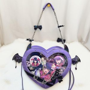 Handmade Cute Ita Shoulder Bag, Anime Messenger Bag, Large Capacity Transparent Window Bag, Unique Pin Display Bag, Kawaii Cosplay Gift