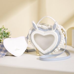 Handmade Cute Ita Shoulder Bag, Anime Messenger Bag, Large Capacity Transparent Window Bag, Unique Pin Display Bag, Kawaii Cosplay Gift