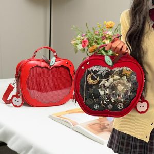 Handmade Cute Ita Shoulder Bag, Anime Messenger Bag, Large Capacity Transparent Window Bag, Unique Pin Display Bag, Kawaii Cosplay Gift
