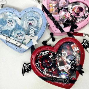 Handmade Cute Ita Shoulder Bag, Anime Messenger Bag, Large Capacity Transparent Window Bag, Unique Pin Display Bag, Kawaii Cosplay Gift