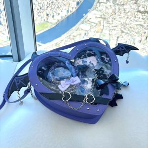 Handmade Cute Ita Shoulder Bag, Anime Messenger Bag, Large Capacity Transparent Window Bag, Unique Pin Display Bag, Kawaii Cosplay Gift