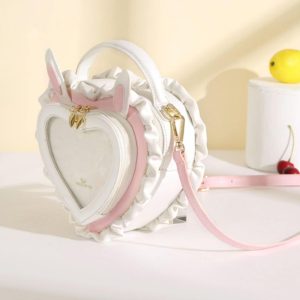 Handmade Cute Ita Shoulder Bag, Anime Messenger Bag, Large Capacity Transparent Window Bag, Unique Pin Display Bag, Kawaii Cosplay Gift