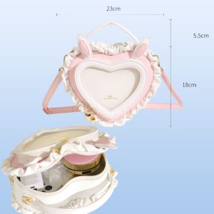 Handmade Cute Ita Shoulder Bag, Anime Messenger Bag, Large Capacity Transparent Window Bag, Unique Pin Display Bag, Kawaii Cosplay Gift