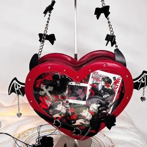 Handmade Cute Ita Shoulder Bag, Anime Messenger Bag, Large Capacity Transparent Window Bag, Unique Pin Display Bag, Kawaii Cosplay Gift