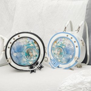 Handmade Cute Ita Shoulder Bag, Anime Messenger Bag, Large Capacity Transparent Window Bag, Unique Pin Display Bag, Kawaii Cosplay Gift