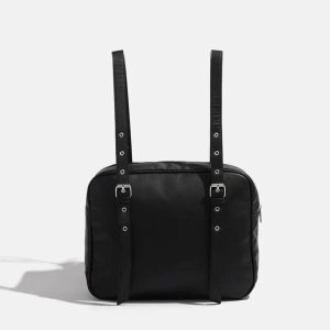 Harajuku Black Ita Backpack – Kawaii Transparent Large Capacity Anime Pins Display Bag for Women