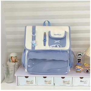 Harajuku Ita Backpack – Kawaii Patchwork Nylon Badge Bag