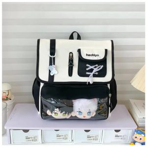 Harajuku Ita Backpack – Kawaii Patchwork Nylon Badge Bag