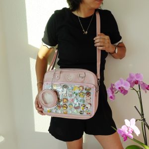 Harajuku Ita Bag crossbody, Kawaii Window Shoulder Bag, Anime Pin Display Purse, Japanese Style Cross body Bag, Cute Gift for Friends.