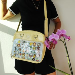 Harajuku Ita Bag crossbody, Kawaii Window Shoulder Bag, Anime Pin Display Purse, Japanese Style Cross body Bag, Cute Gift for Friends.