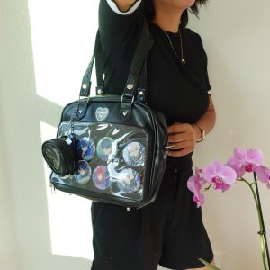 Harajuku Ita Bag crossbody, Kawaii Window Shoulder Bag, Anime Pin Display Purse, Japanese Style Cross body Bag, Cute Gift for Friends.