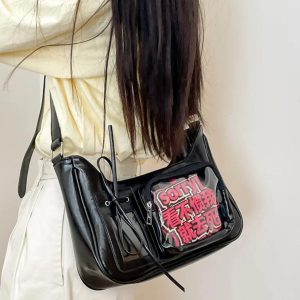 Harajuku Ita Bag – Korean Transparent Shoulder Crossbody Satchel for Anime Pins & Charms