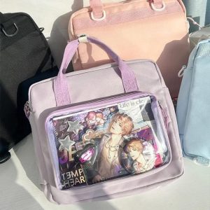 Harajuku Ita Bag – Y2K Anime Badge Display Backpack