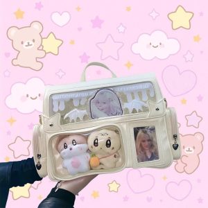 Harajuku Ita Bag: Y2K Transparent Display Tote - Anime Pins & Charms