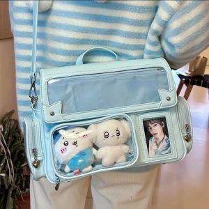 Harajuku Ita Bag: Y2K Transparent Display Tote - Anime Pins & Charms