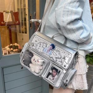 Harajuku Ita Bag: Y2K Transparent Display Tote - Anime Pins & Charms