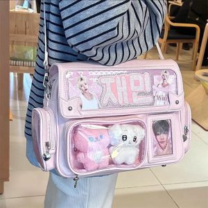 Harajuku Ita Bag: Y2K Transparent Display Tote - Anime Pins & Charms