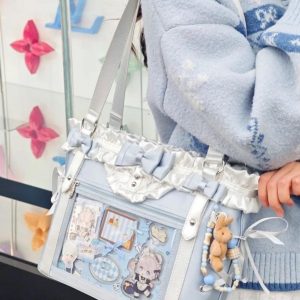 Harajuku Ita Shoulder Bag – Large Capacity Nylon Crossbody Tote for Women Students Badge Display