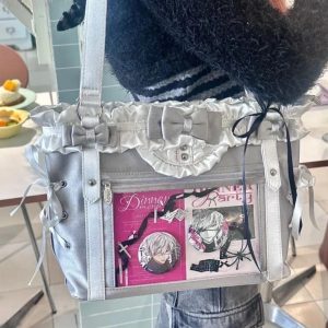 Harajuku Ita Shoulder Bag – Large Capacity Nylon Crossbody Tote for Women Students Badge Display