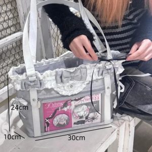 Harajuku Ita Shoulder Bag – Large Capacity Nylon Crossbody Tote for Women Students Badge Display