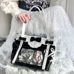 Harajuku Ita Shoulder Bag – Large Capacity Nylon Crossbody Tote for Women Students Badge Display