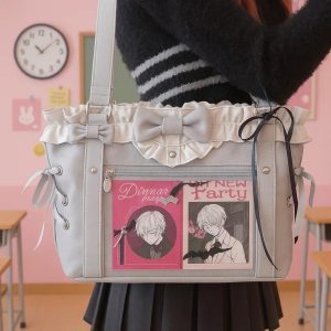 Harajuku Ita Shoulder Bag – Large Capacity Nylon Crossbody Tote for Women Students Badge Display