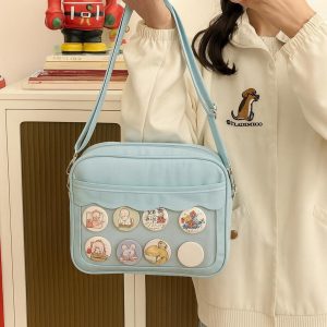 Harajuku Japanese Ita Bag – Transparent PU Crossbody Handbag, JK School Uniform Style Shoulder Bag