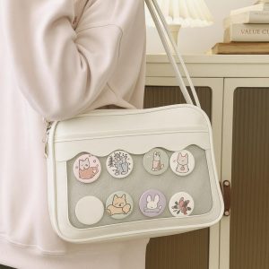 Harajuku Japanese Ita Bag – Transparent PU Crossbody Handbag, JK School Uniform Style Shoulder Bag