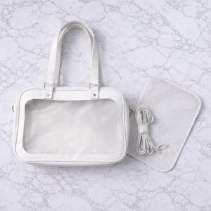 Harajuku PU Leather Ita Bag Transparent Pins Display Japanese Lolita Shoulder Handbag