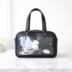 Harajuku PU Leather Ita Bag Transparent Pins Display Japanese Lolita Shoulder Handbag