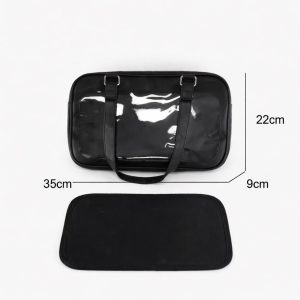 Harajuku PU Leather Ita Bag Transparent Pins Display Japanese Lolita Shoulder Handbag