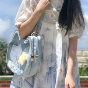 Harajuku Transparent Cat Ita Bag • Kawaii Lolita Shoulder Bag • White Mini Backpack Display Handbag